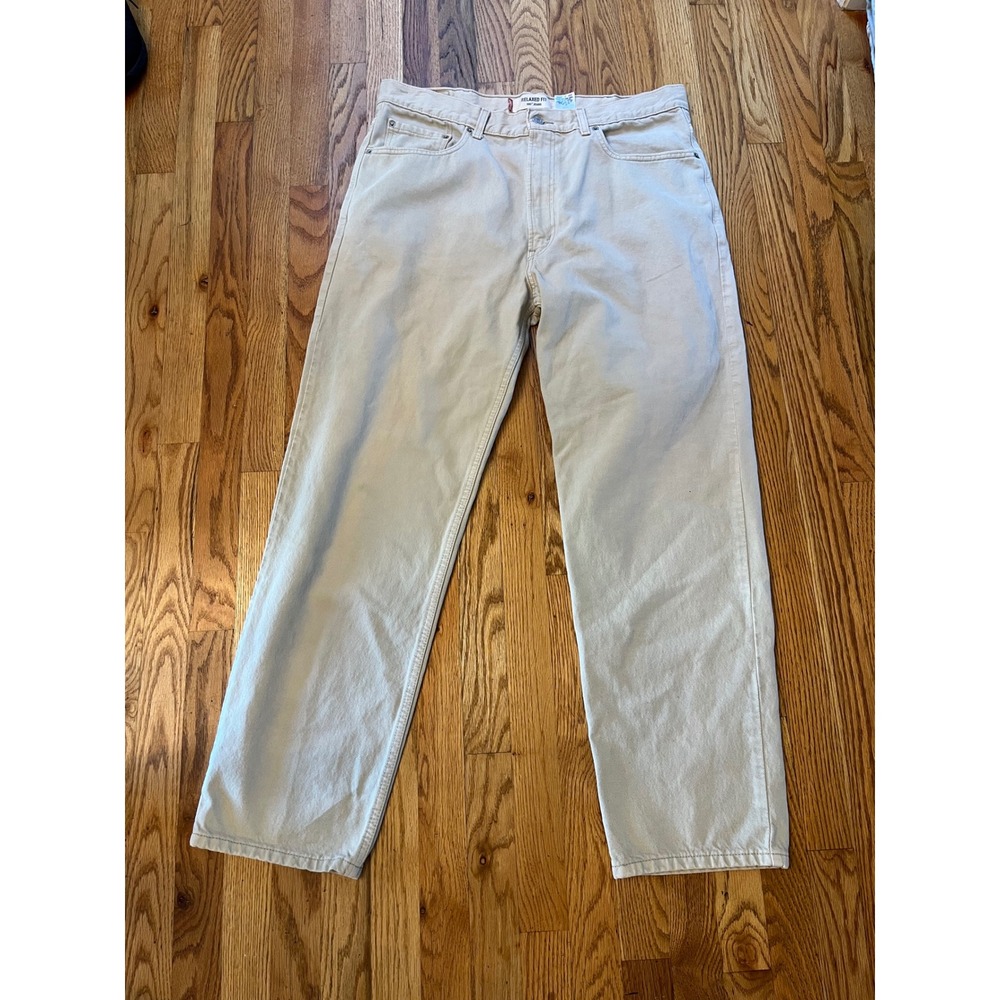 VTG Levi's 550 Khaki Denim 100% Cotton High Rise Tapered Leg Dad Jean Y2K 38x32